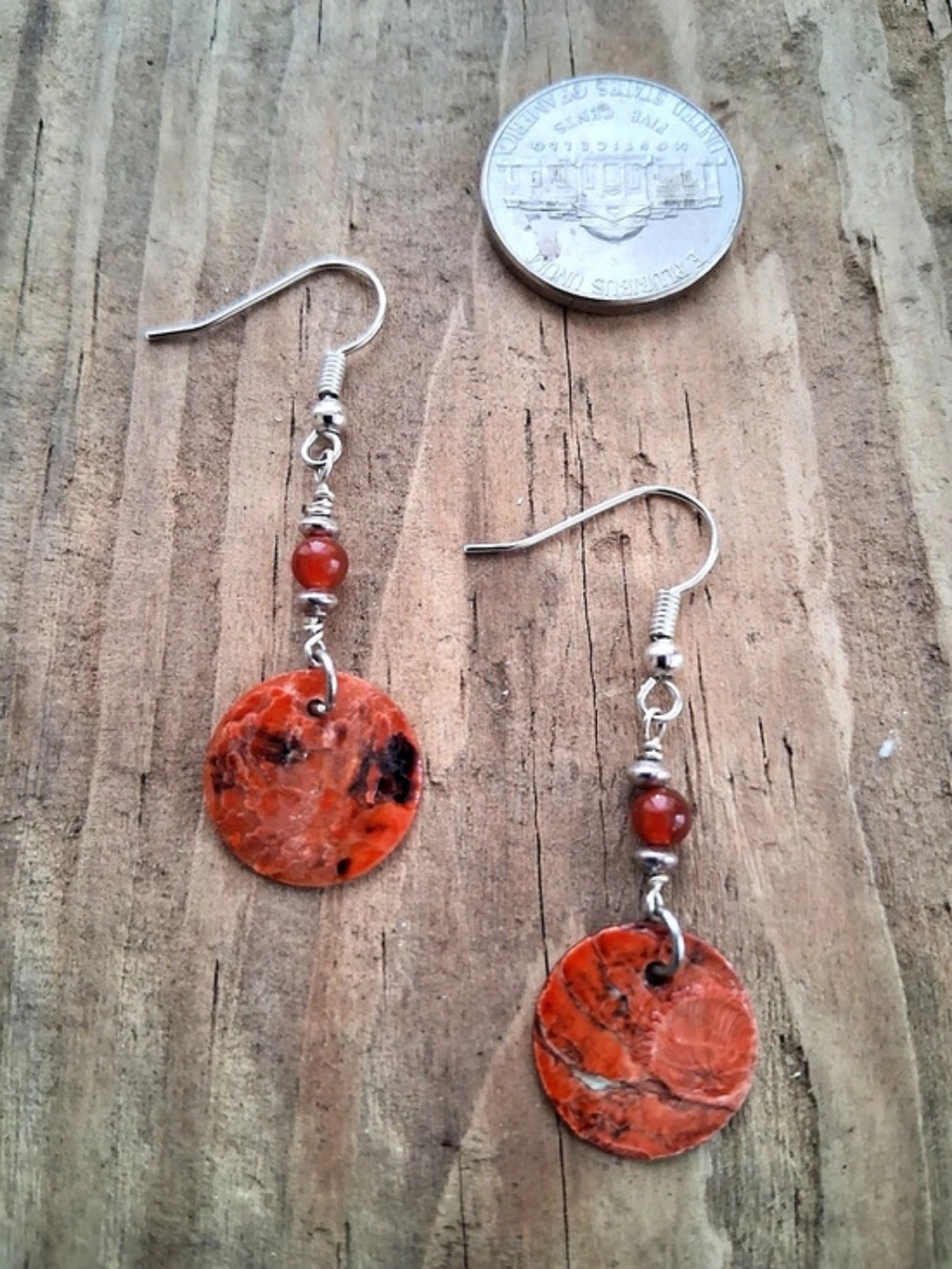 Oyster Shell & Carnelian Drop Earrings
